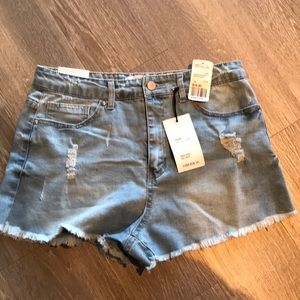 High rise cut off shorts